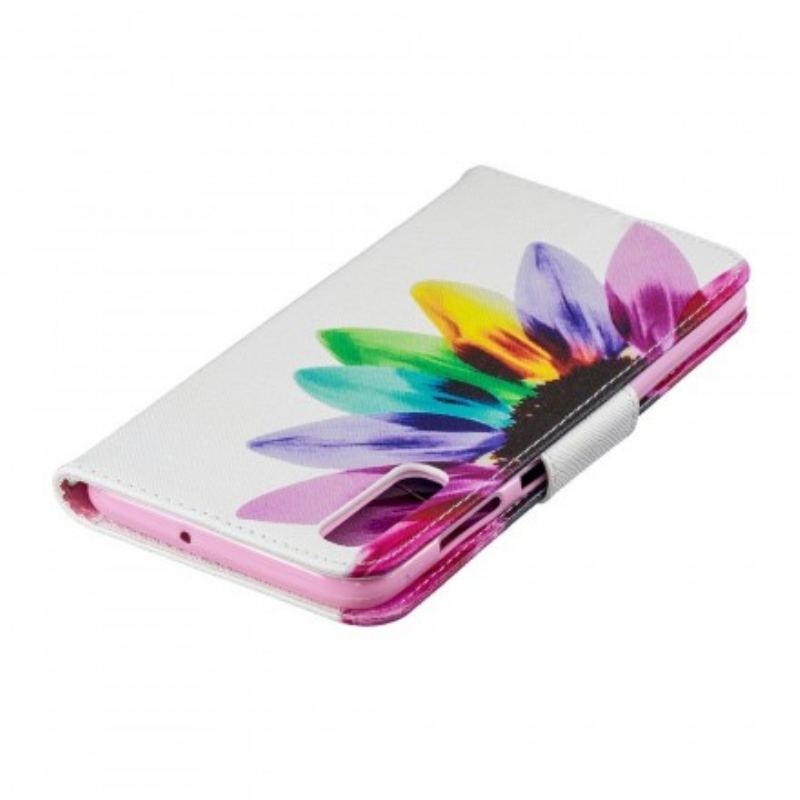 Capa Flip Para Samsung Galaxy A70 Flor Aquarela