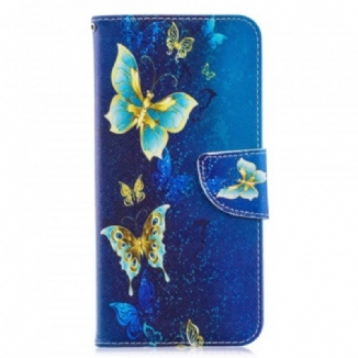 Capa Folio Para Samsung Galaxy A70 Borboletas Douradas