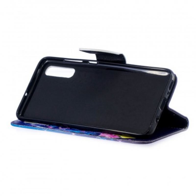 Capa Folio Para Samsung Galaxy A70 Borboletas Douradas