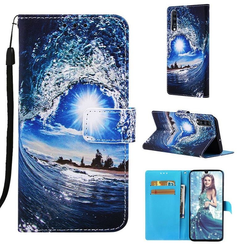 Capa Folio Para Samsung Galaxy A70 De Cordão Paisagem Lanyard Daydreams