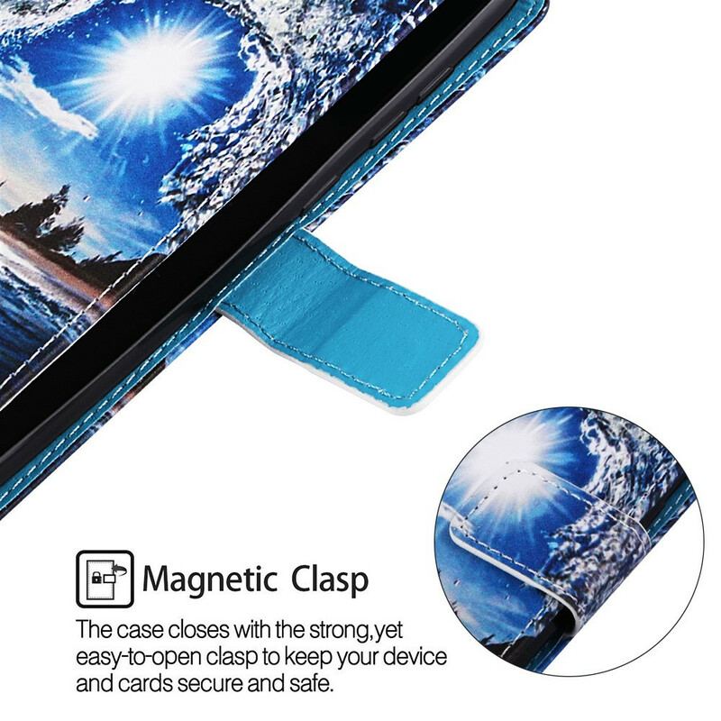 Capa Folio Para Samsung Galaxy A70 De Cordão Paisagem Lanyard Daydreams