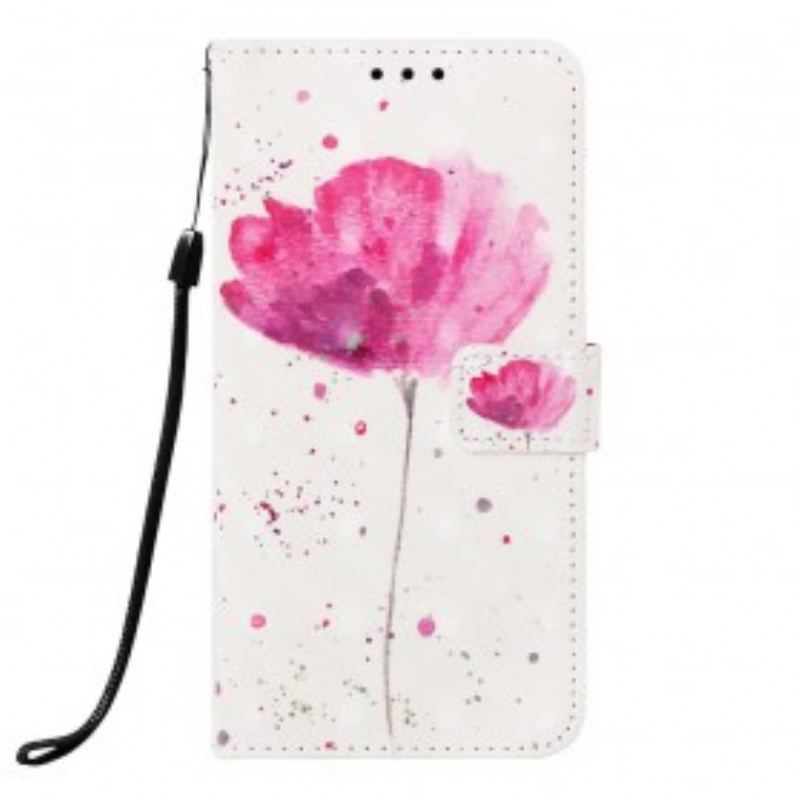 Capa Capa Folio Para Samsung Galaxy A70 Papoula Aquarela