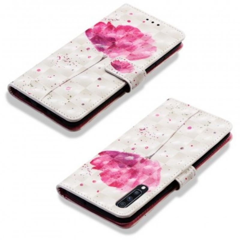 Capa Capa Folio Para Samsung Galaxy A70 Papoula Aquarela