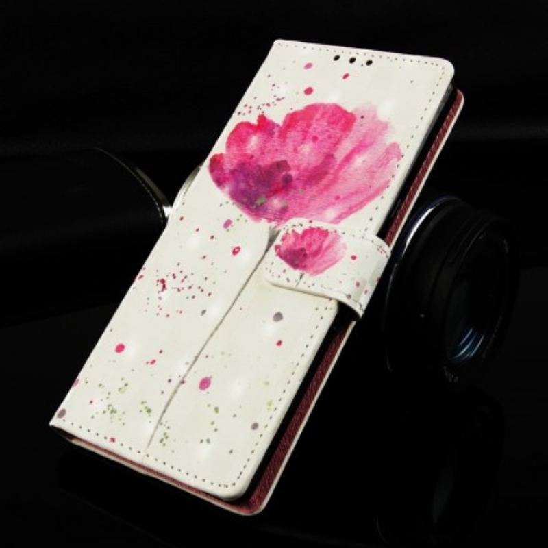 Capa Capa Folio Para Samsung Galaxy A70 Papoula Aquarela