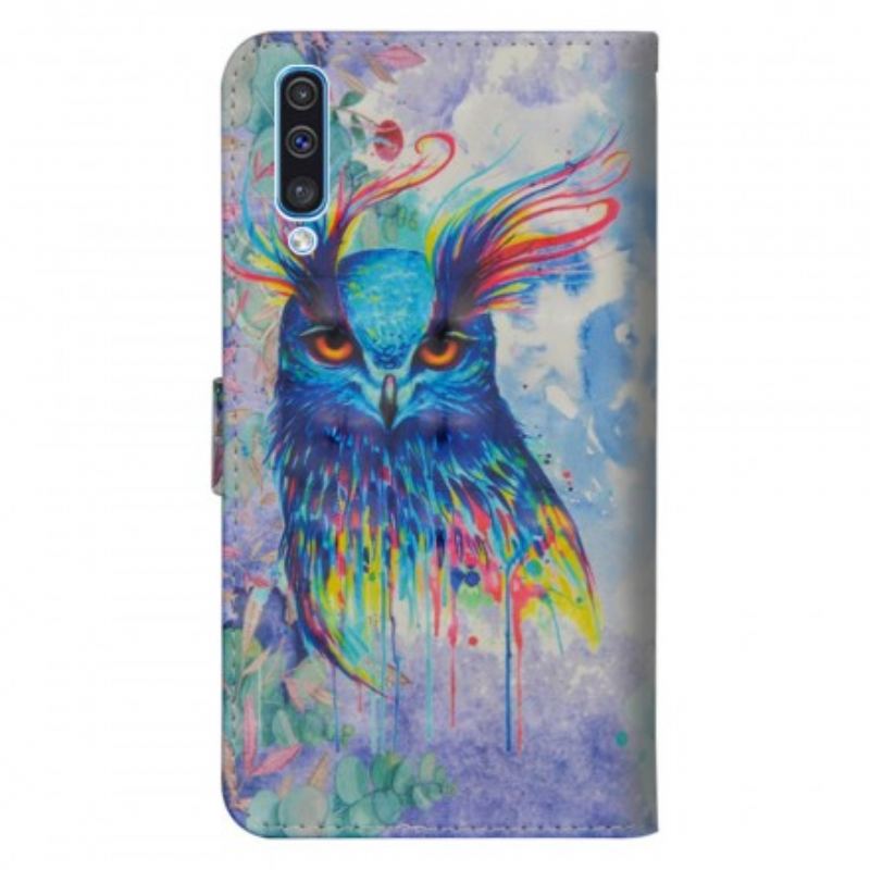 Capa Folio Para Samsung Galaxy A70 Pássaro Aquarela