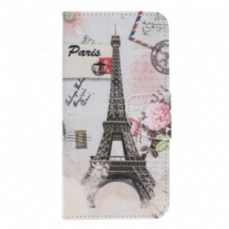 Capa Folio Para Samsung Galaxy A70 Torre Eiffel Retrô