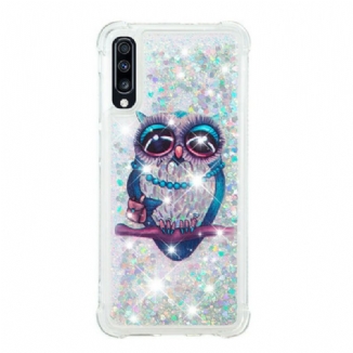 Capa Para Samsung Galaxy A70 Lantejoulas Miss Coruja