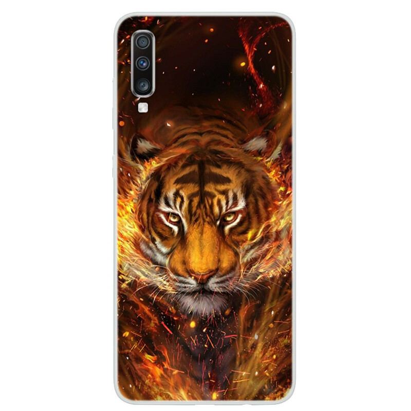 Capa Para Samsung Galaxy A70 Tigre De Fogo