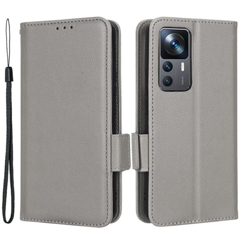 Capa De Celular Para Xiaomi 12T / 12T Pro Flip Efeito Couro Com Alça