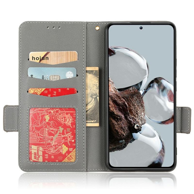 Capa De Celular Para Xiaomi 12T / 12T Pro Flip Efeito Couro Com Alça