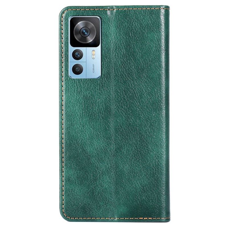 Capa De Celular Para Xiaomi 12T / 12T Pro Flip Efeito Couro Envernizado