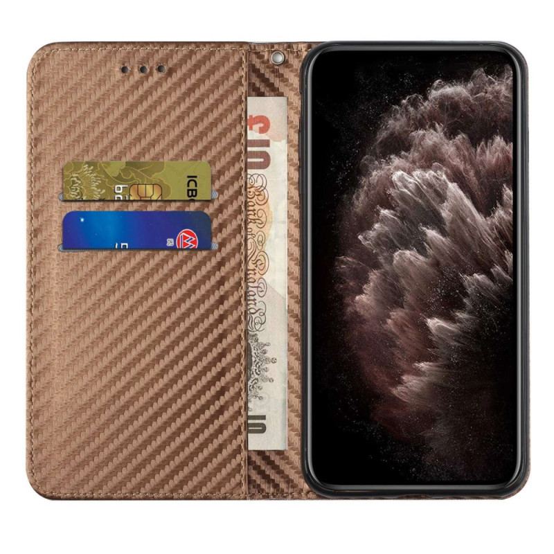 Capa De Celular Para Xiaomi 12T / 12T Pro Flip Fibra De Carbono Com Cordão