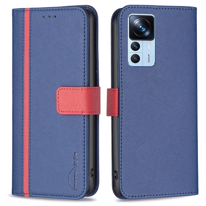 Capa De Couro Para Xiaomi 12T / 12T Pro Cor Binfen De Dois Tons