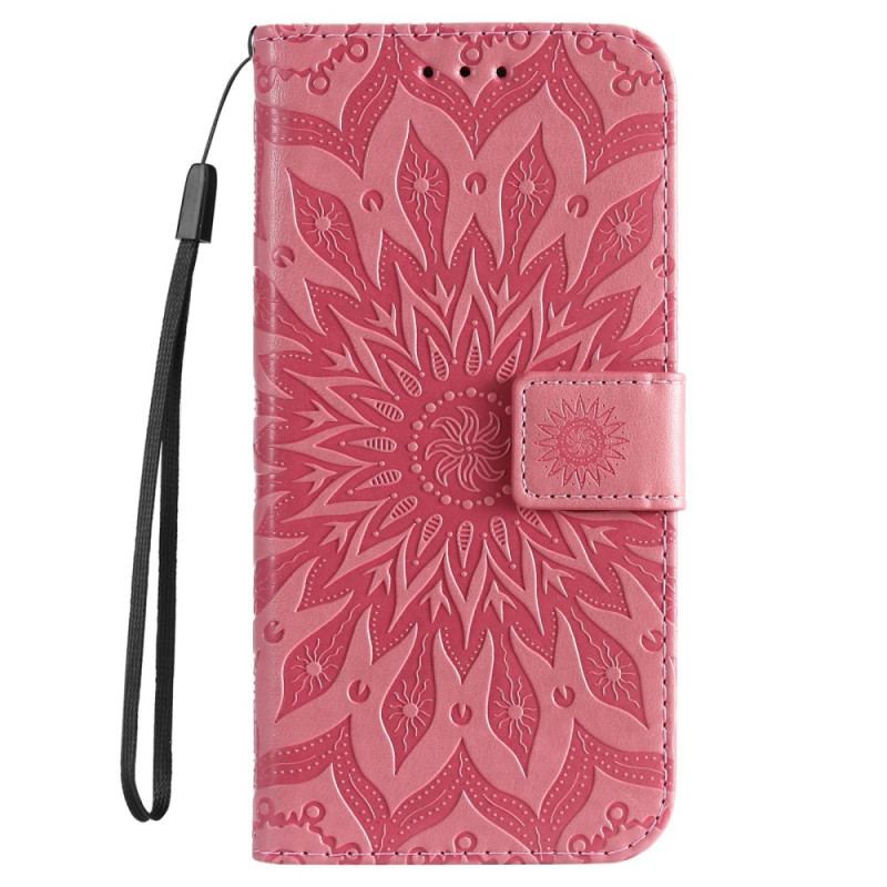 Capa De Couro Para Xiaomi 12T / 12T Pro De Cordão Mandala Do Sol Strappy