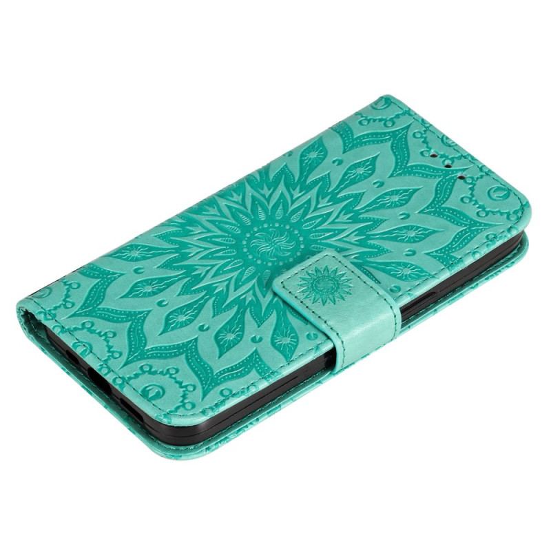 Capa De Couro Para Xiaomi 12T / 12T Pro De Cordão Mandala Do Sol Strappy