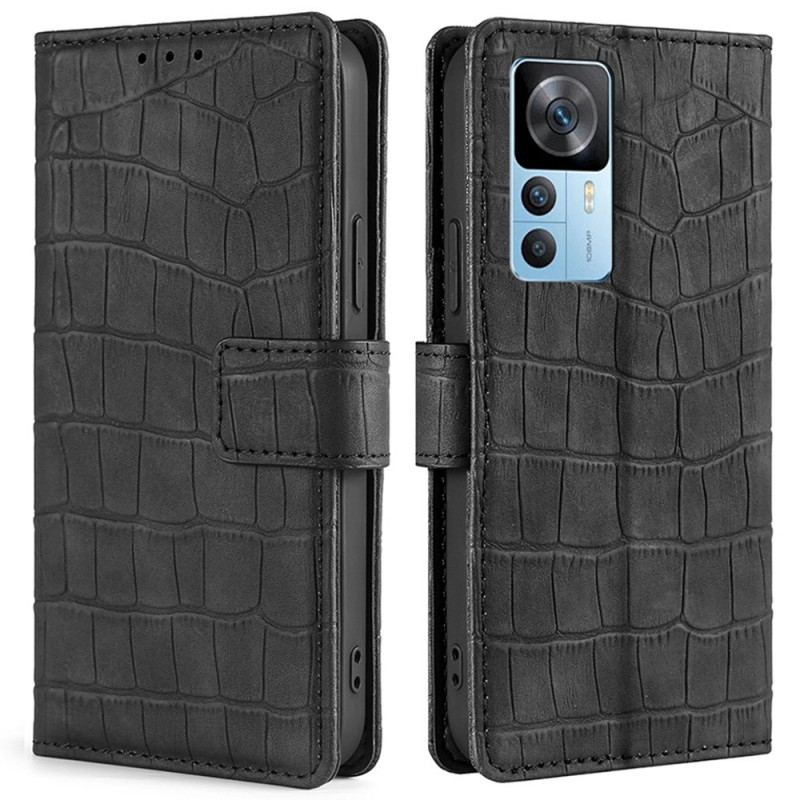 Capa De Couro Para Xiaomi 12T / 12T Pro Crocodilo Com Toque De Pele