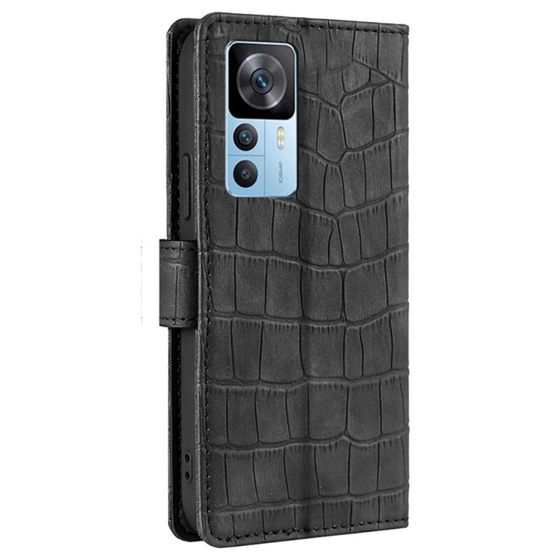 Capa De Couro Para Xiaomi 12T / 12T Pro Crocodilo Com Toque De Pele