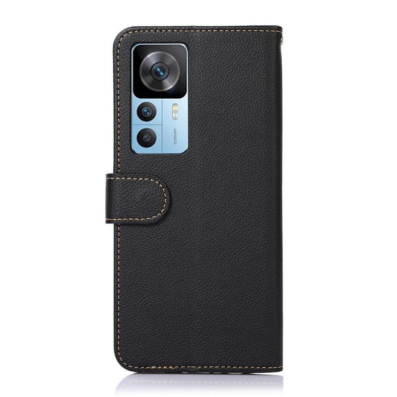 Capa De Couro Para Xiaomi 12T / 12T Pro Estilo Lichia Rfid Khazneh