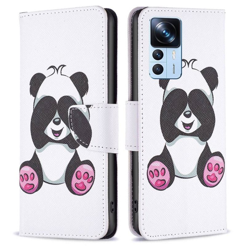 Capa De Couro Para Xiaomi 12T / 12T Pro Panda Divertido