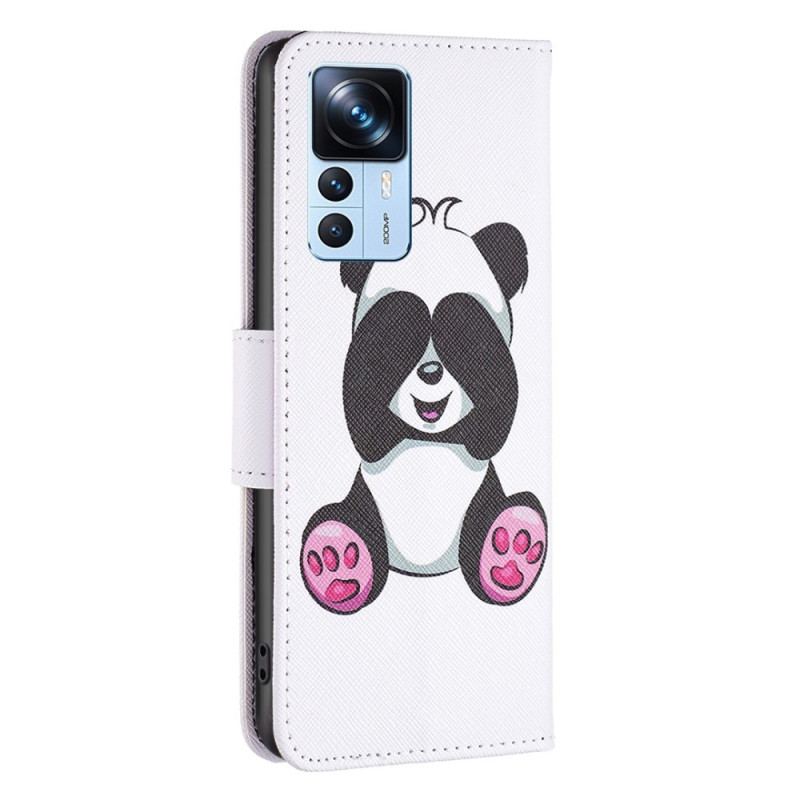 Capa De Couro Para Xiaomi 12T / 12T Pro Panda Divertido