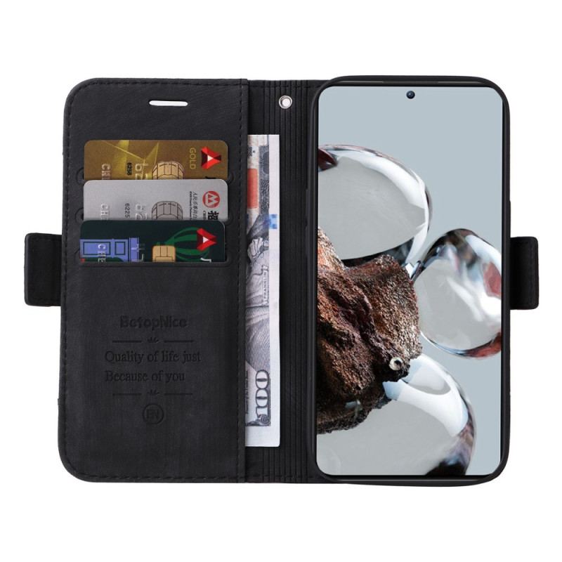 Capa De Couro Para Xiaomi 12T / 12T Pro Porta-cartões Frontal Betopnice