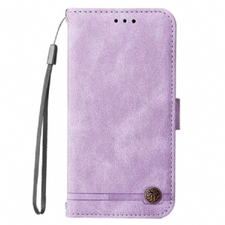 Capa De Couro Para Xiaomi 12T / 12T Pro Rebite Decorativo E Cordão