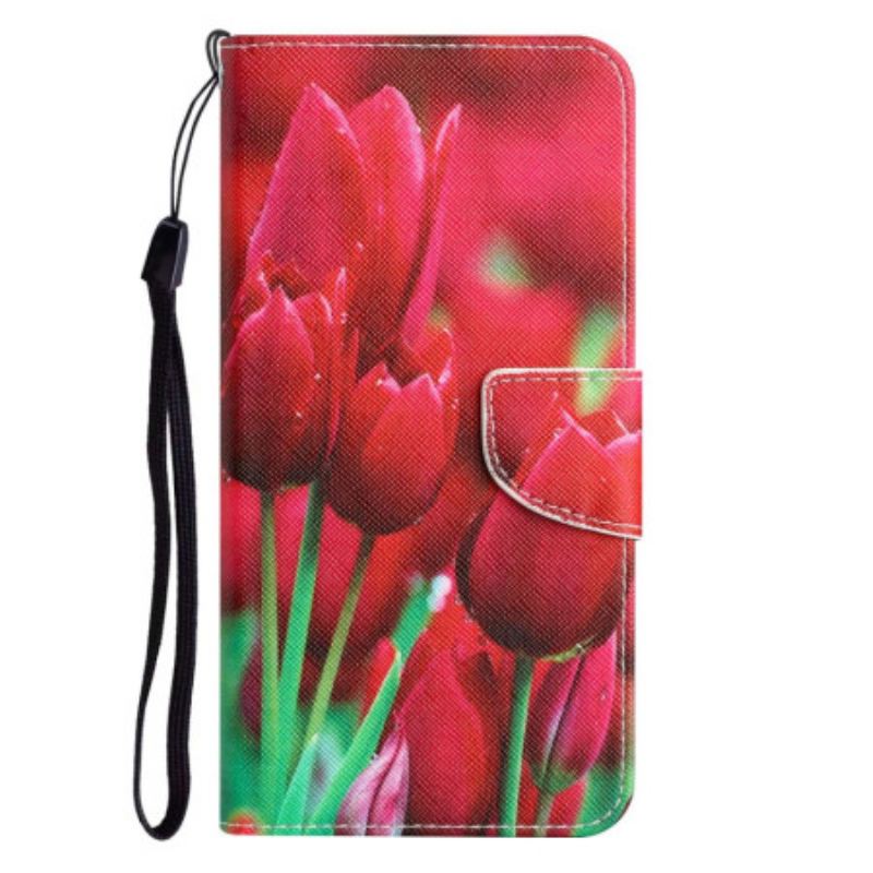 Capa De Couro Para Xiaomi 12T / 12T Pro Tanga Tulipas