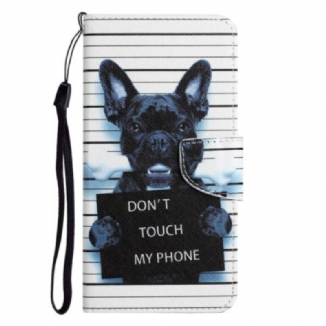 Capa Em Pele Para Xiaomi 12T / 12T Pro Cachorro Não Toque No Meu Celular