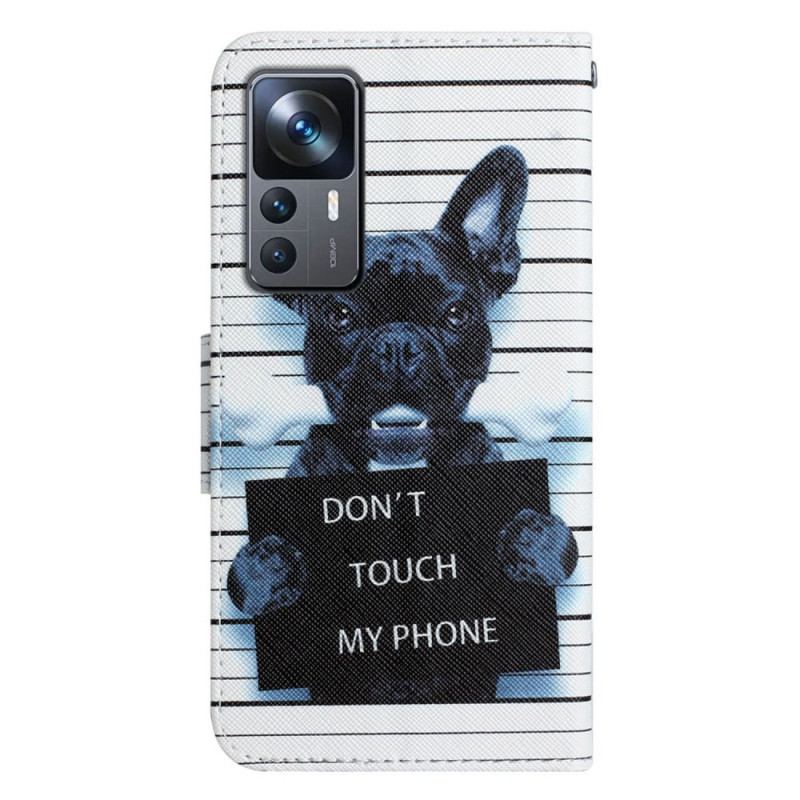 Capa Em Pele Para Xiaomi 12T / 12T Pro Cachorro Não Toque No Meu Celular