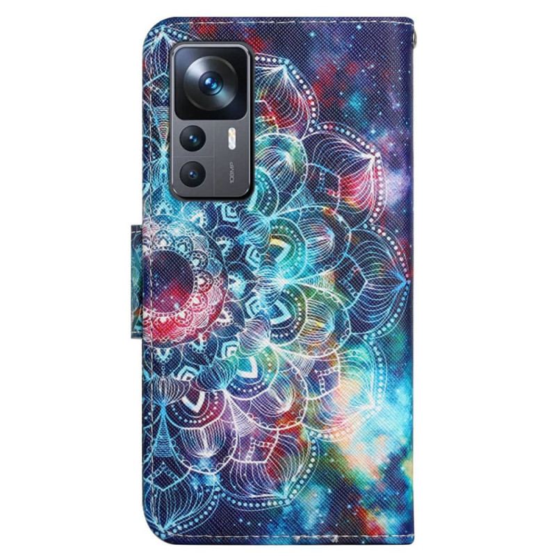 Capa Em Pele Para Xiaomi 12T / 12T Pro De Cordão Mandala De Tiras Chamativas