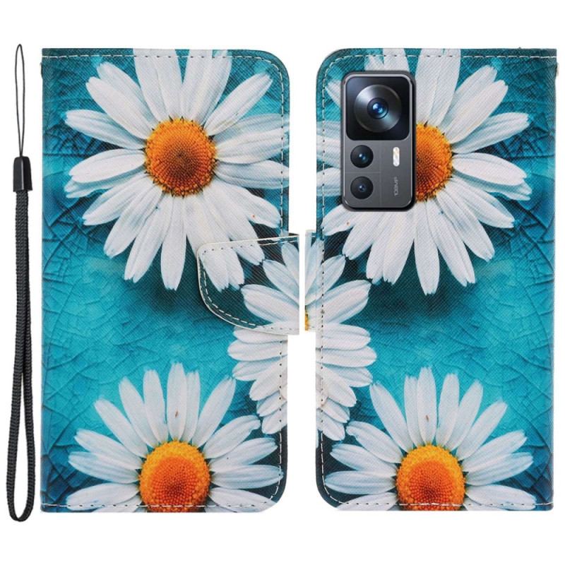 Capa Em Pele Para Xiaomi 12T / 12T Pro De Cordão Strappy Daisy