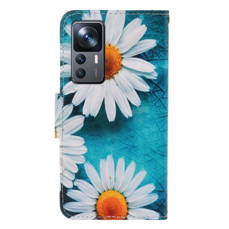 Capa Em Pele Para Xiaomi 12T / 12T Pro De Cordão Strappy Daisy