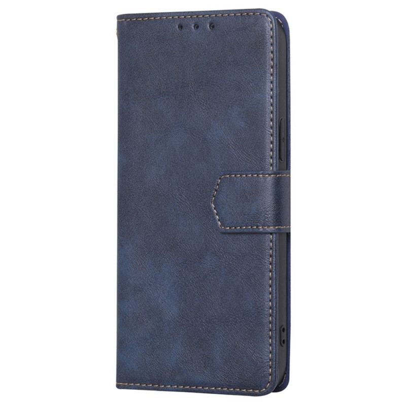 Capa Em Pele Para Xiaomi 12T / 12T Pro Efeito Couro Couture