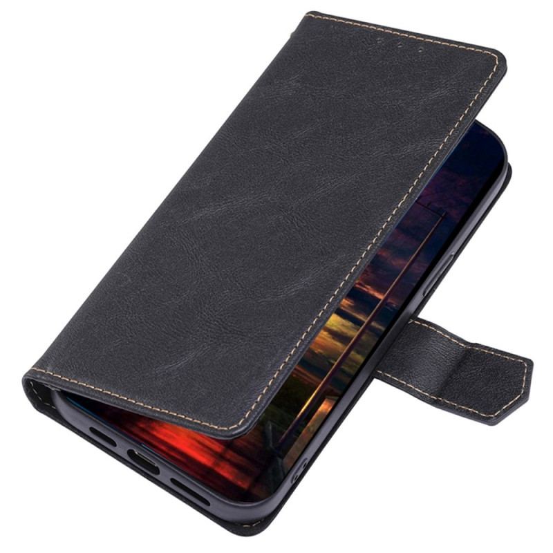 Capa Em Pele Para Xiaomi 12T / 12T Pro Efeito Couro Couture