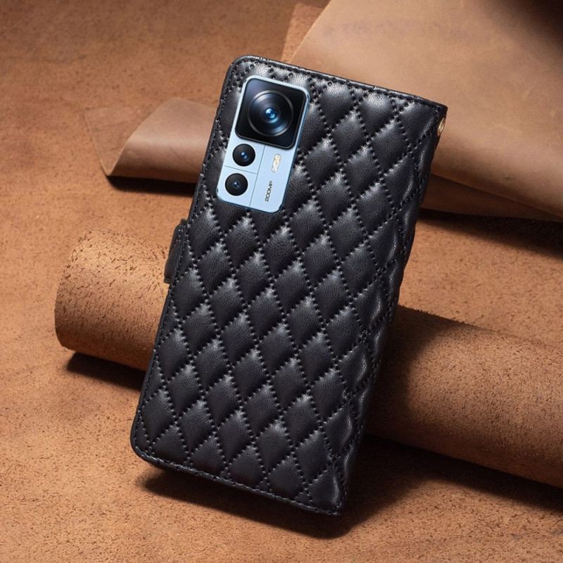 Capa Em Pele Para Xiaomi 12T / 12T Pro Estilo De Cor Binfen Acolchoado