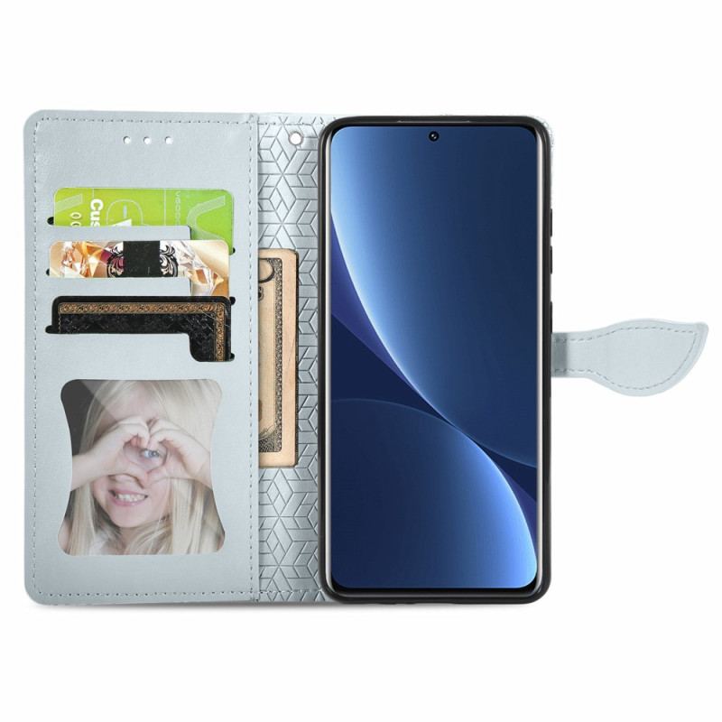 Capa Em Pele Para Xiaomi 12T / 12T Pro Folhas Tribais