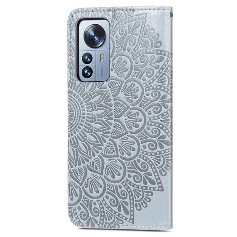 Capa Em Pele Para Xiaomi 12T / 12T Pro Folhas Tribais