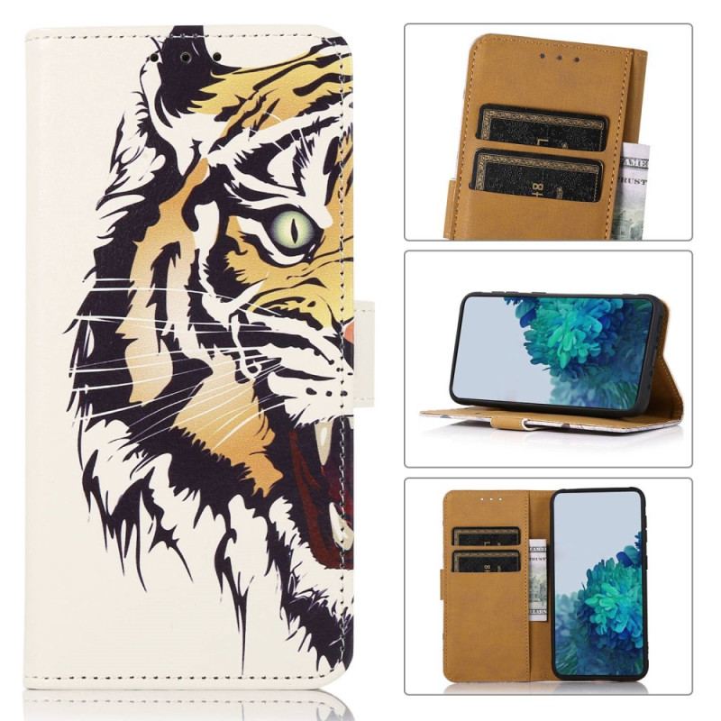 Capa Em Pele Para Xiaomi 12T / 12T Pro Tigre Feroz