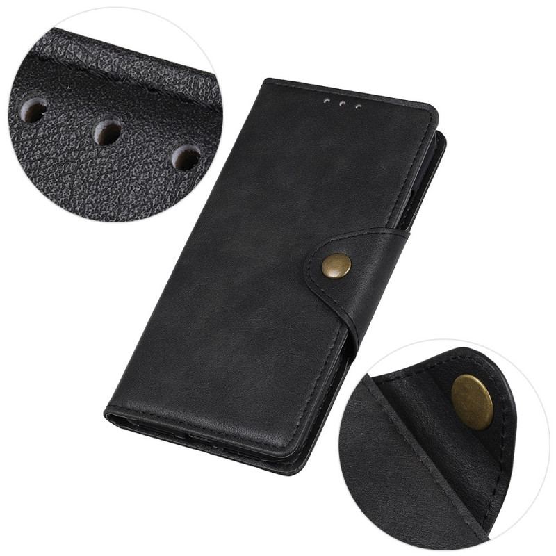 Capa Flip Para Xiaomi 12T / 12T Pro Botão Magnético De Couro Falso