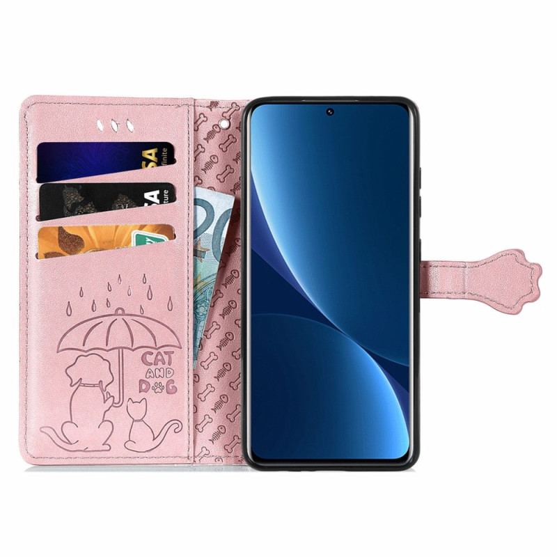 Capa Flip Para Xiaomi 12T / 12T Pro De Cordão Animais Tanga