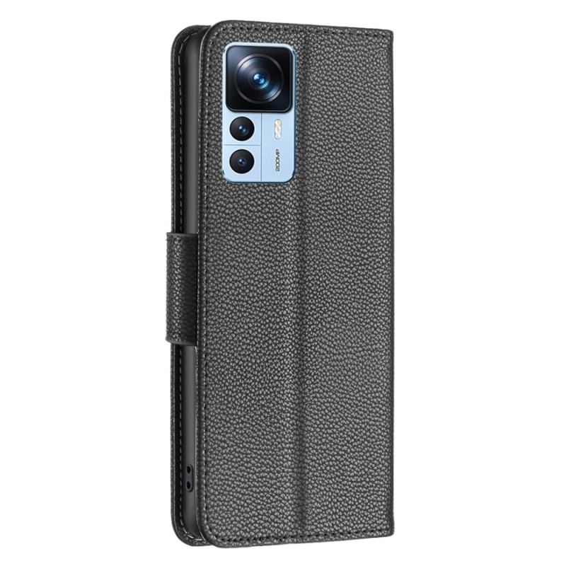 Capa Flip Para Xiaomi 12T / 12T Pro De Cordão Strappy Estilo Couro Lichia