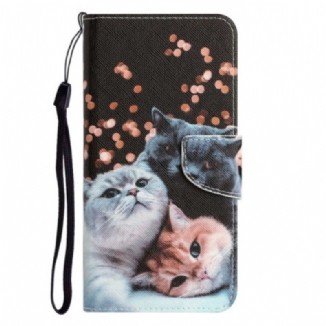 Capa Flip Para Xiaomi 12T / 12T Pro De Cordão Três Gatos Strappy