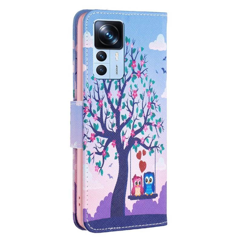 Capa Flip Para Xiaomi 12T / 12T Pro Corujas No Balanço