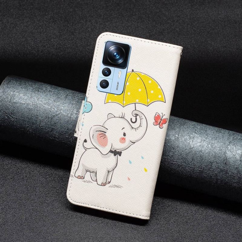 Capa Flip Para Xiaomi 12T / 12T Pro Elefante Bébé