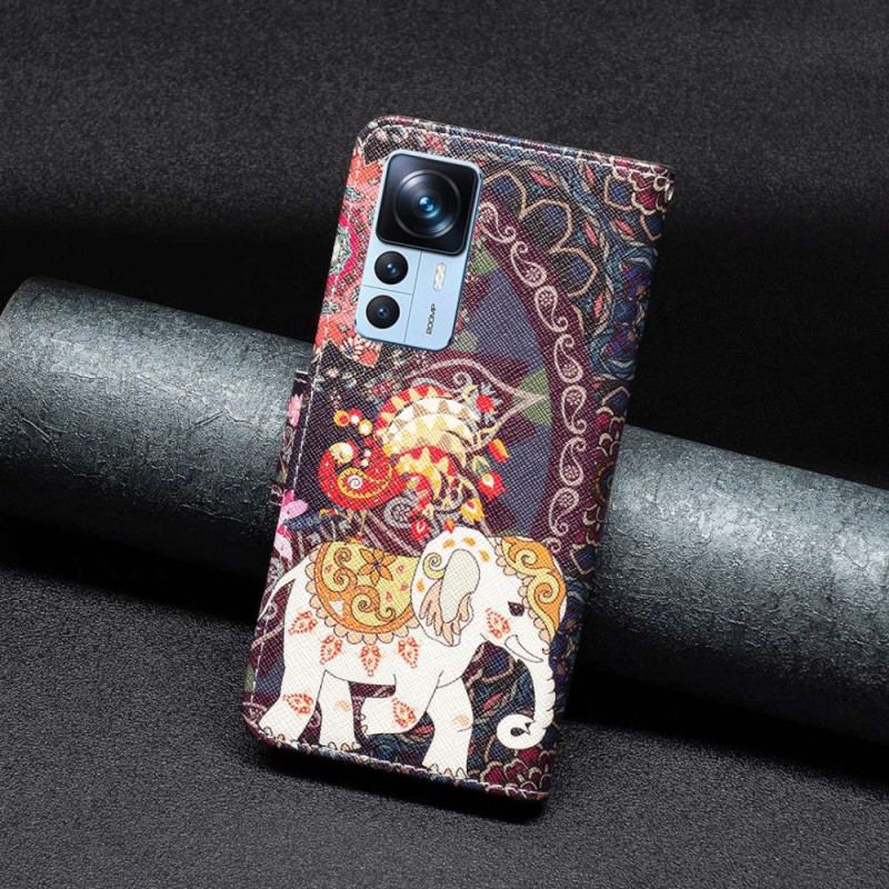 Capa Flip Para Xiaomi 12T / 12T Pro Elefante Indiano