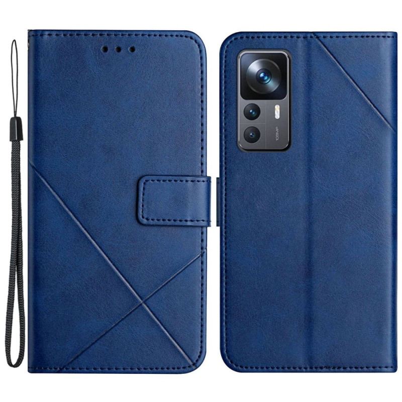 Capa Flip Para Xiaomi 12T / 12T Pro Estilo X Design Geo Couro