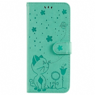 Capa Flip Para Xiaomi 12T / 12T Pro Gato E Abelhas