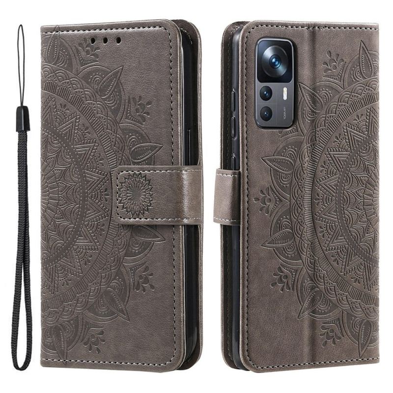 Capa Flip Para Xiaomi 12T / 12T Pro Mandala Sol Com Cordão