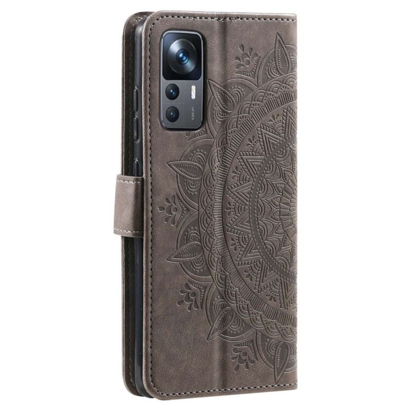 Capa Flip Para Xiaomi 12T / 12T Pro Mandala Sol Com Cordão