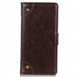 Capa Flip Para Xiaomi 12T / 12T Pro Rebites Vintage Estilo Couro Napa